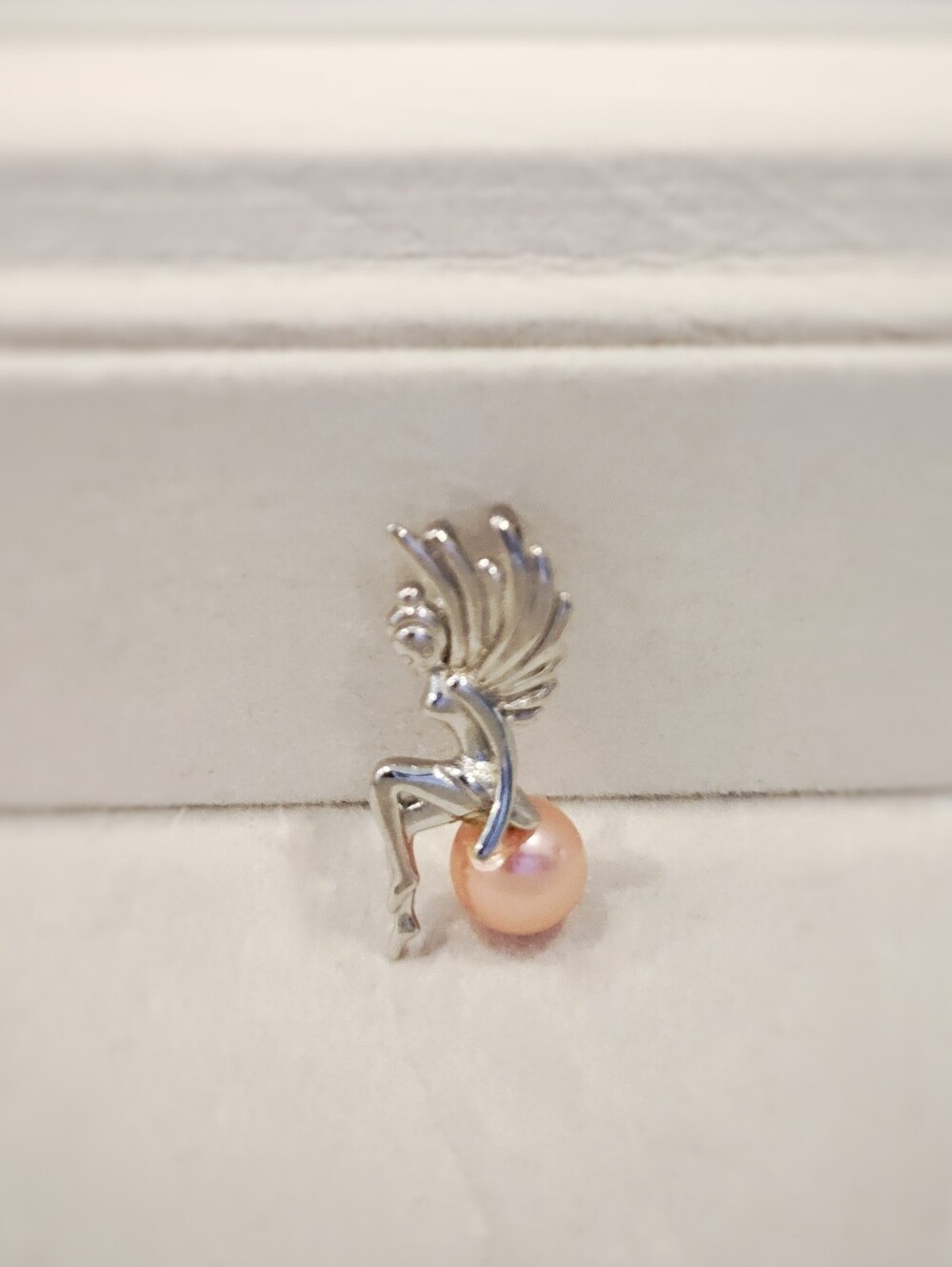 Freshwater Pearl Necklace Pendant Sterling Silver Fairy Pendant Pink Pearl